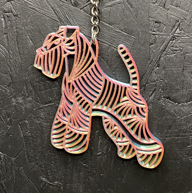 3D - Keychain Schnauzer Pink Blossom