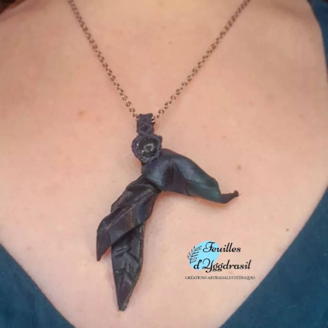 Pendenif "Feuilles d'Yggdrasil" Bleu-Vert