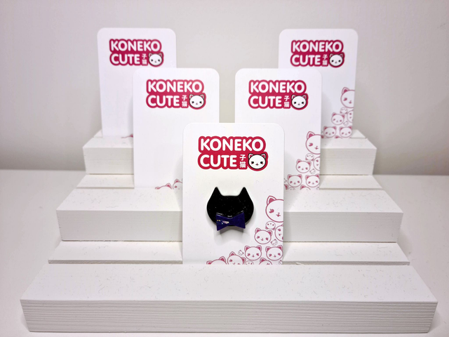 Sparkle Purple Bowtie Cat Pin