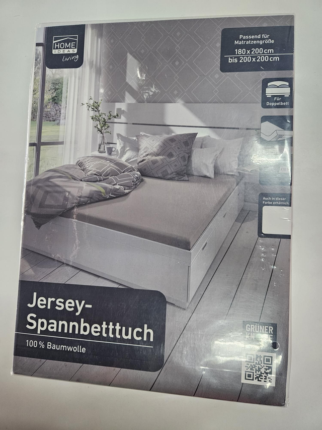Jersey-Spannbettuch 180×200cm Weiß