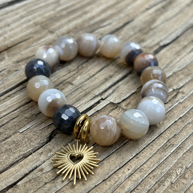 Bracelet Cœur Sacré Agathe brown facettée 