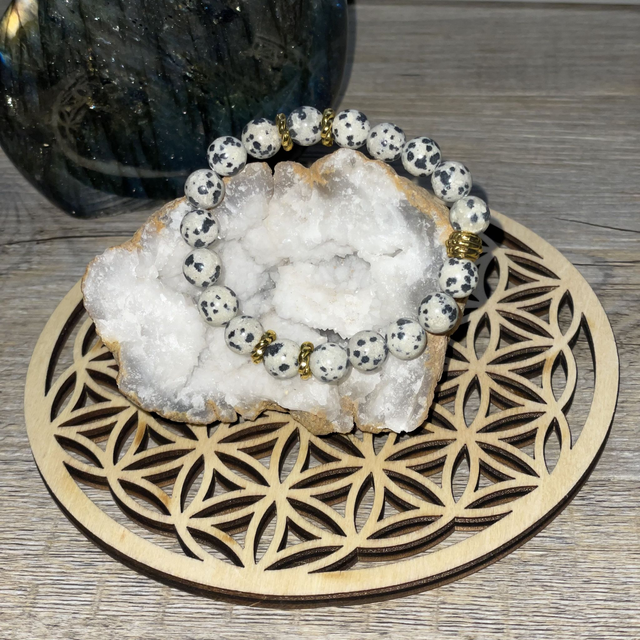 🧘♀️🐾Bracelet en Jaspe dalmatien
