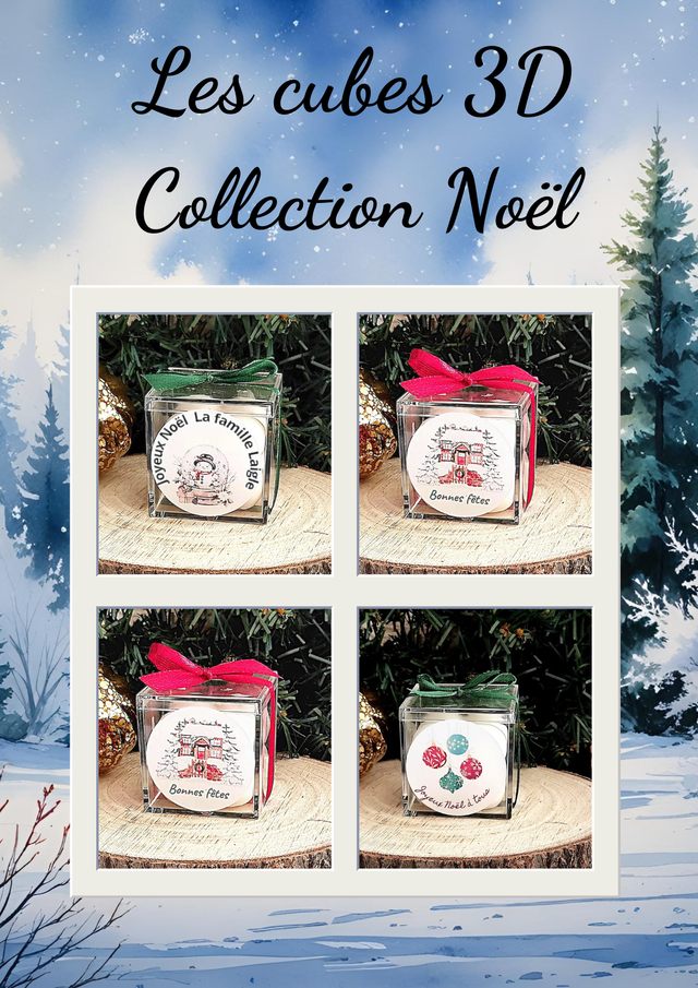 Bougie/fondant Noël personnalisé cube 3D 