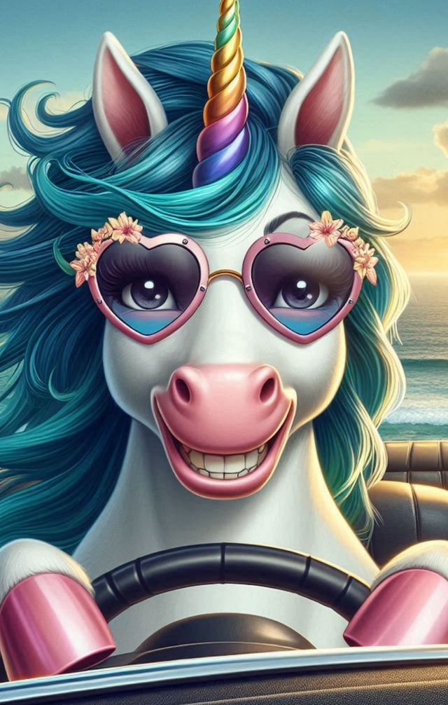 Une Licorne au volant  
