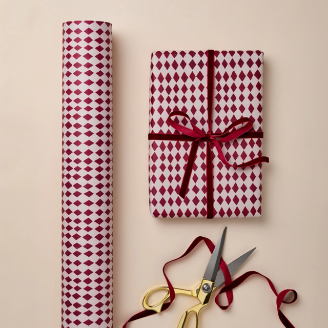 Diamond Red Harlequin Luxury Christmas Gift Wrap 