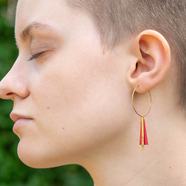 Boucles d'oreilles Tria - Doré, rouge