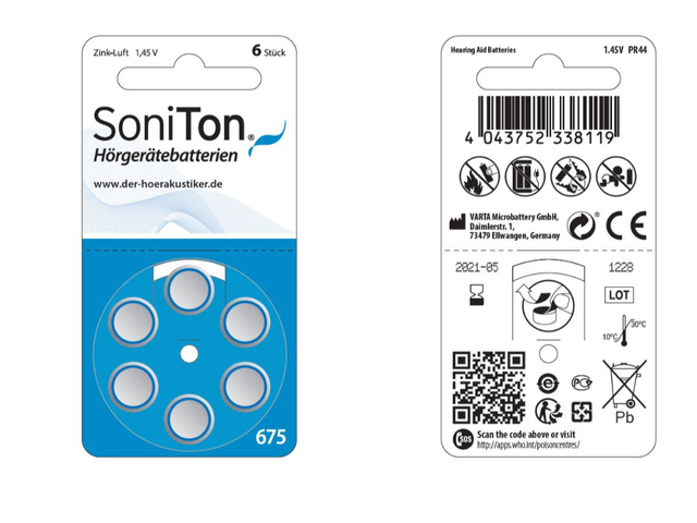 60stk.  675er SoniTon Hörgeräte-Batterien