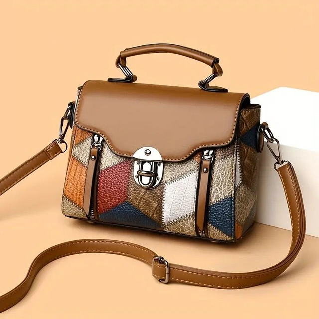 Sac Bandoulière Élégant à Motifs Géométriques - Design Vintage et Polyvalent