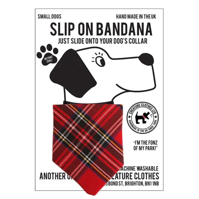 Slip On Dog Bandana - Red Tartan