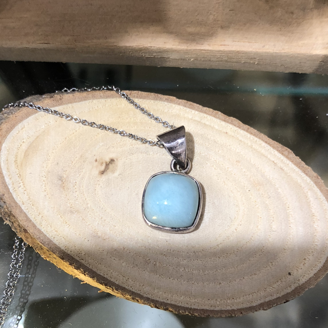 Larimar argent 925 &amp; sa chaîne argent 925