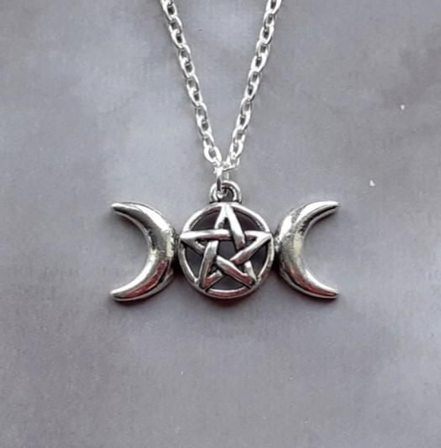 Triple Moon Pentagram Necklace 