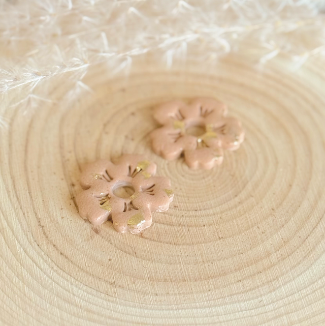 Pampilles grosses fleurs (rose & or)