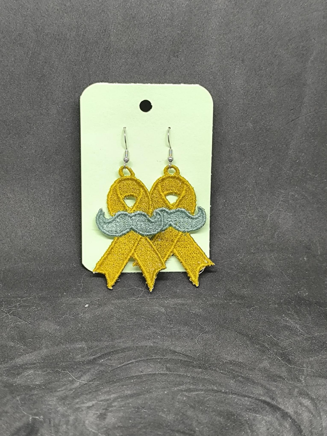 Boucle d'oreille ruban or et vert 