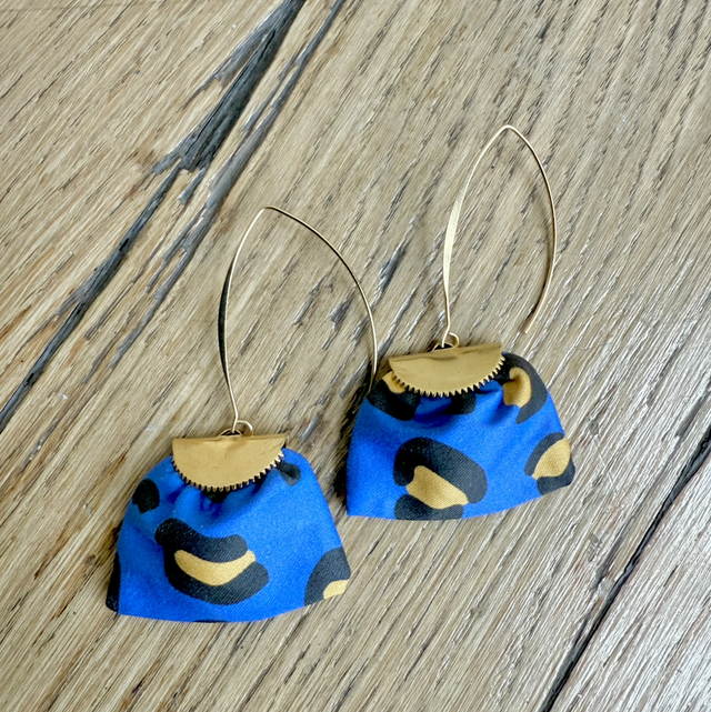 Boucles d&#039;oreilles -  LONGUES LÉOPARD - bleu