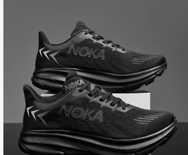 Noka sportschoenen voor heren offroad met demping kleur zwart