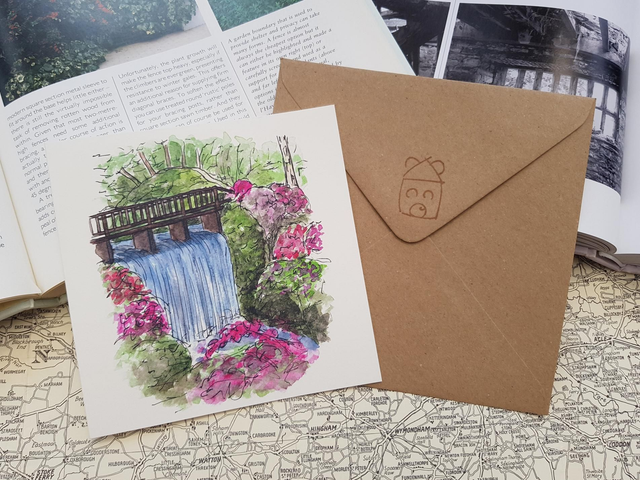 Bodnant Garden Waterfall card 