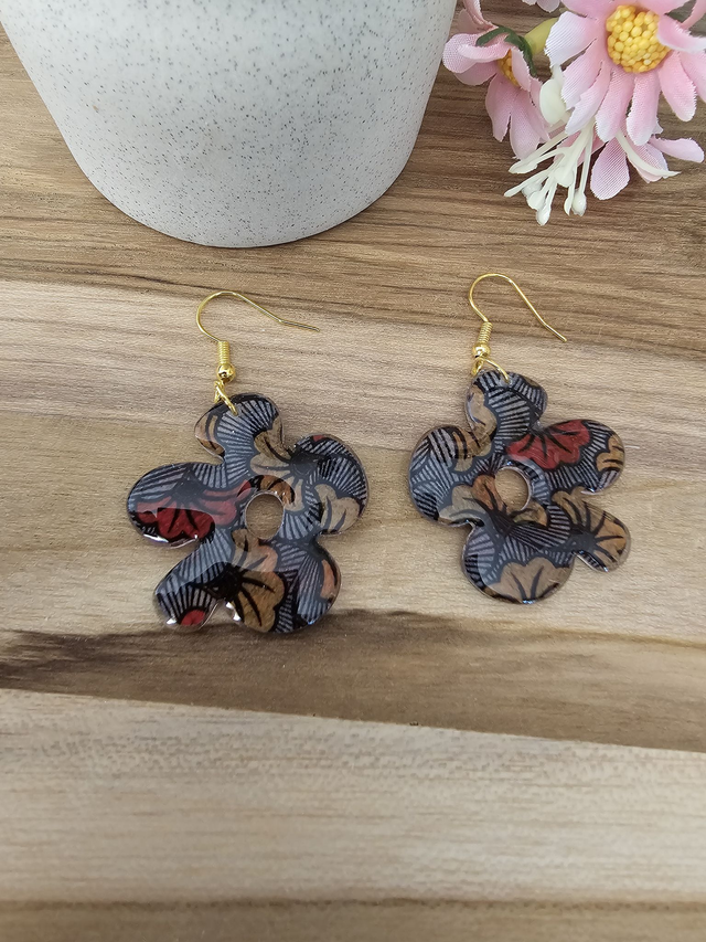 🗿 ANA-&quot;Éclat Wax Rouge&quot; – bijoux en Résine avec motif Africain🗿