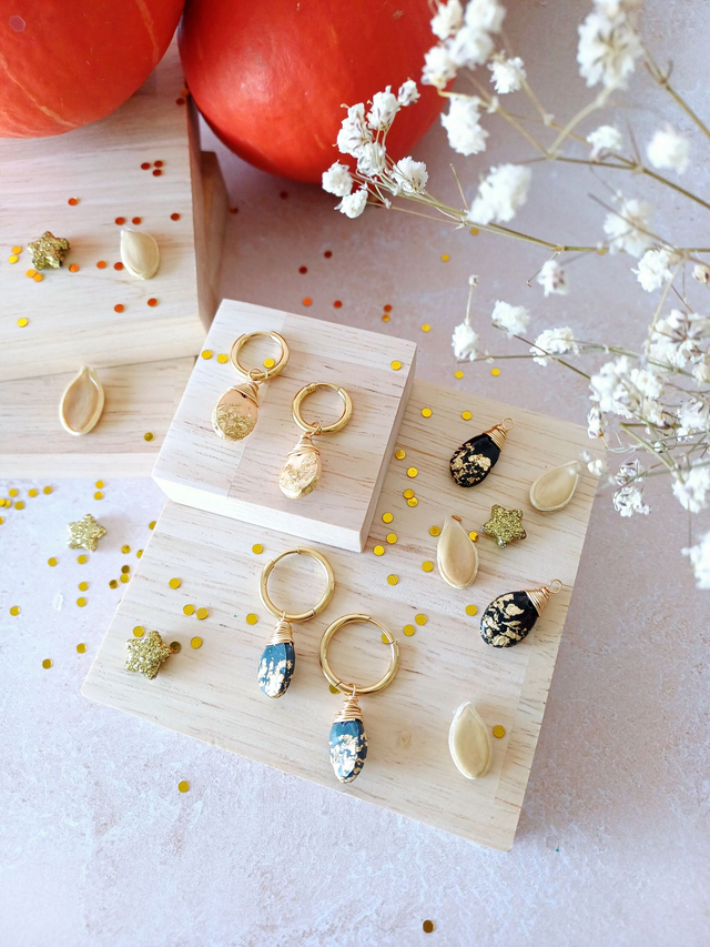 &quot;Les Étincelles&quot; - Intemporelle Doré- Créole interchangeable 