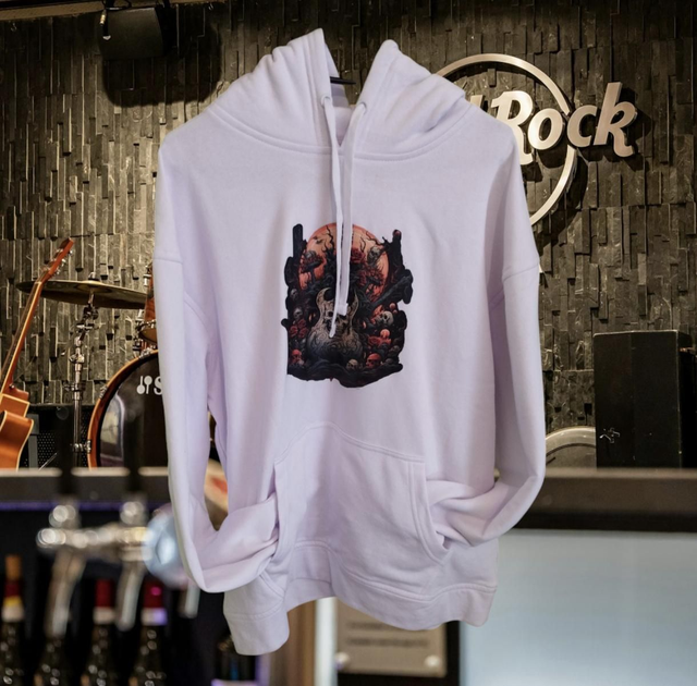 Sweat taille XL blanc guitare 