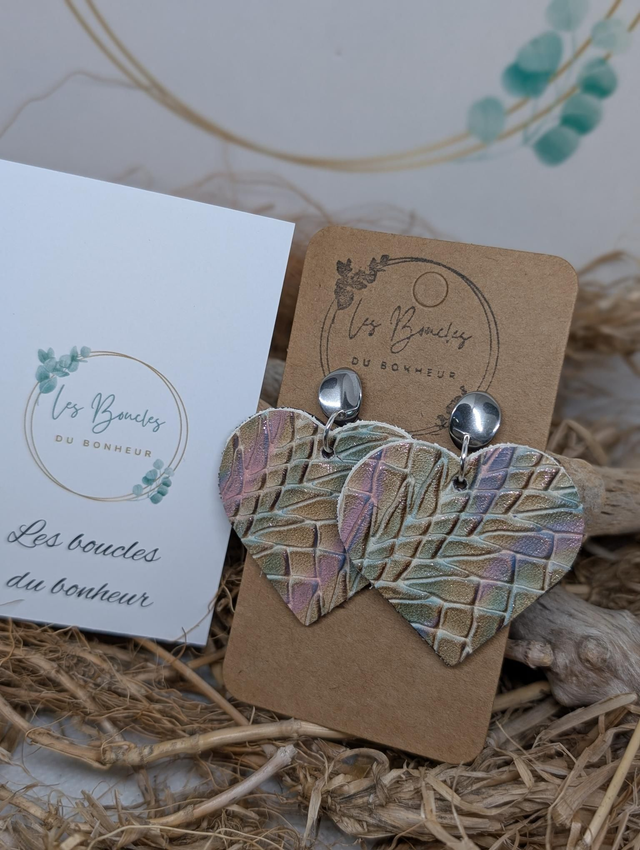 Boucles d&#039;oreilles coeur ❤️ arc en ciel 