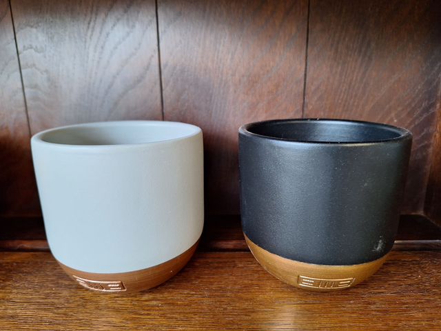 Indoor Metallic Dipped Pot/ Planter Small, Black And Gold