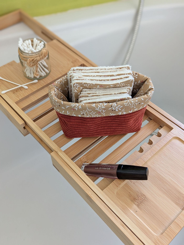 Ensemble panier avec lots de 8 lingettes et de 8 carrés visage - Gaïa