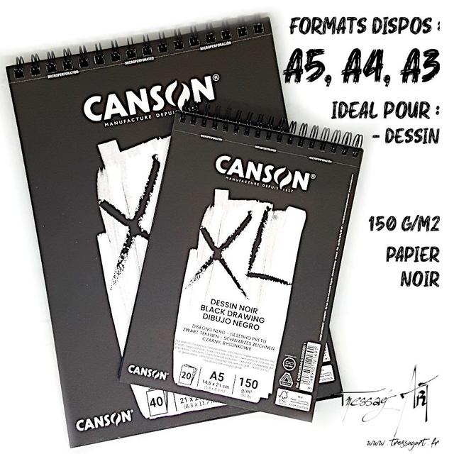 CANSON - CARNET SPIRALE XL NOIR - CA036