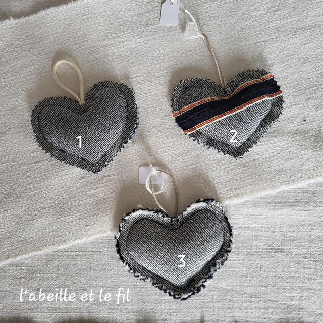 Porte-clés cœur en jean upcyclé- Envers