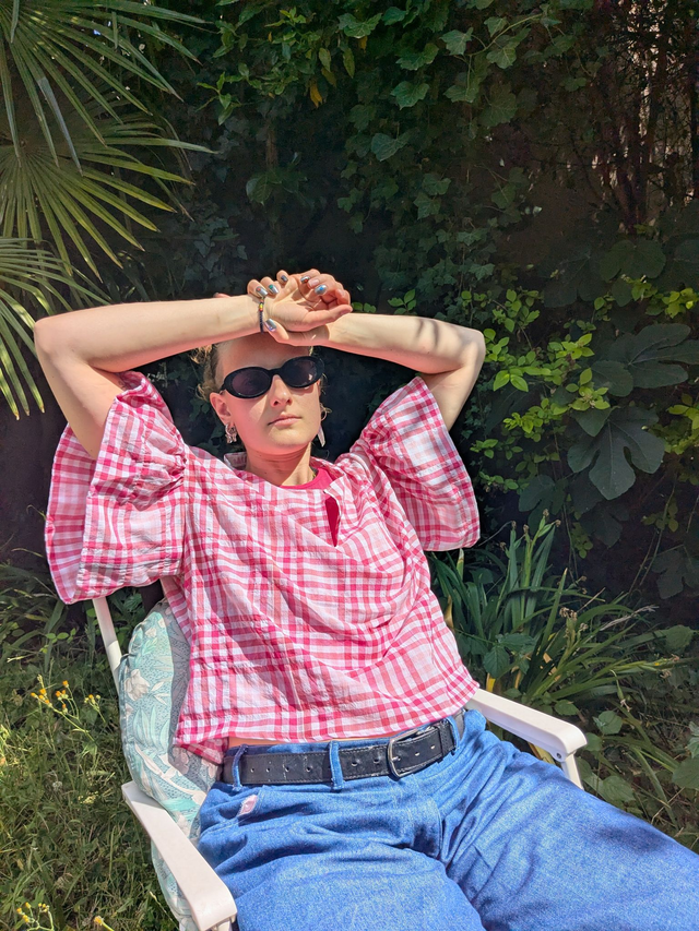 Top SOLENE Vichy Rose du XS au XXL