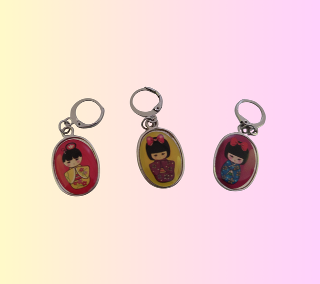 B Trois marqueurs de maille à fermoir Jolie Geisha