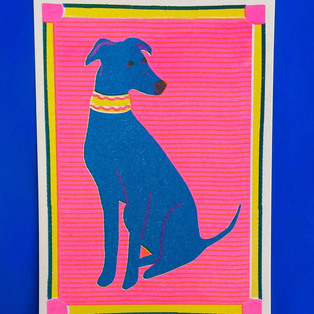 A5 Risograph Greyhound Dog Mini Print