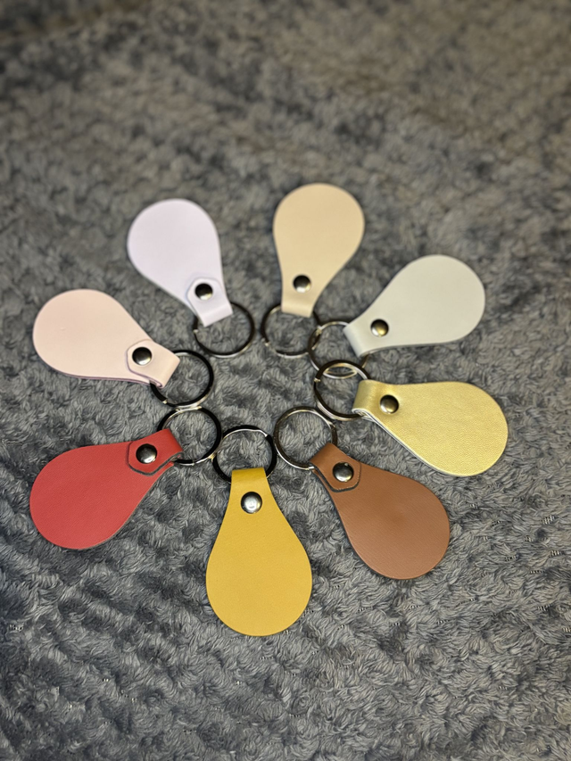 Personalised Faux Leather Keyring | Teardrop