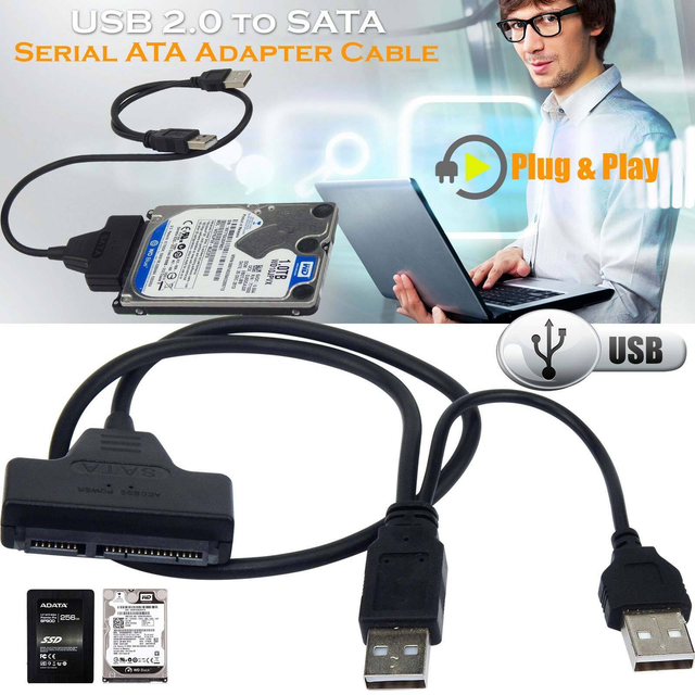 USB 3.0 to SATA 2.5 External Hard Disk Drive Adapter Cable Lead Power Converter 