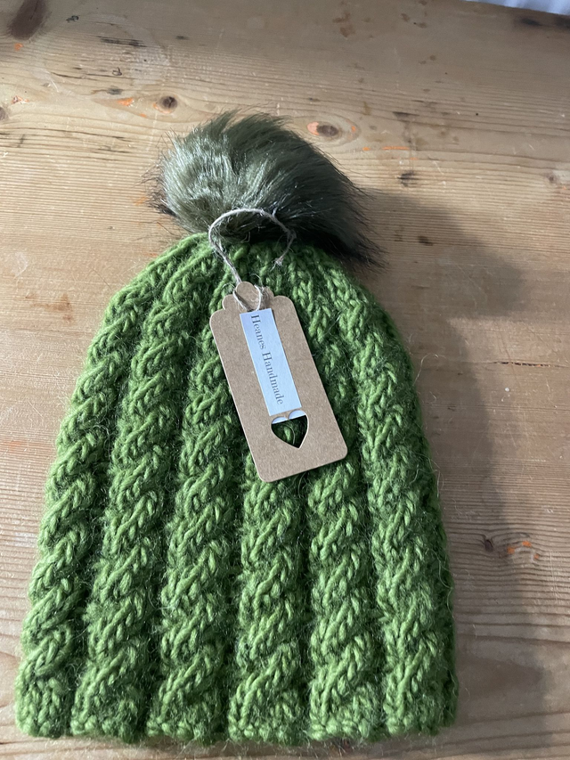 Cabled Beanie Hand knitted Hat