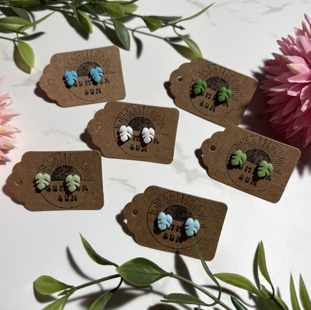 Handmade Tropical Leaf Clay Studs