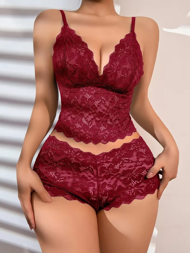 Bralette, Women's Bralette Contrast Lace Backless Long Underwear Set