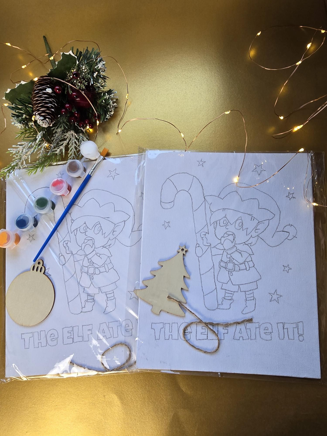 Naughty Elf Pre-sketched Canvas