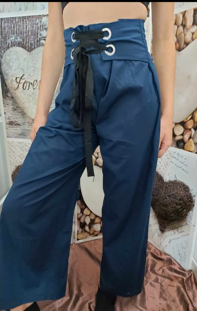 PANTALON MARINE LACETS TAILLE S