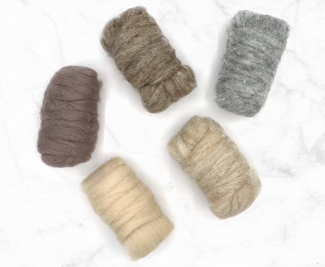 Carded Corriedale Sliver mixed pack Muted Tones