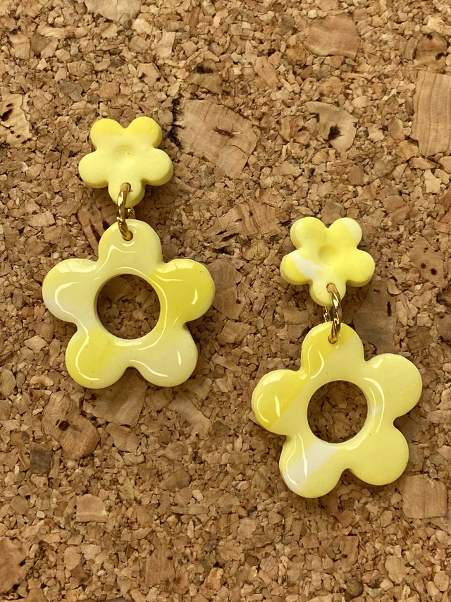Boucles d'oreilles Fleur jaune