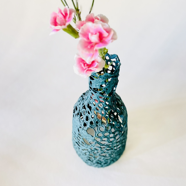 Bouteille dentelle Bleu pétrole 