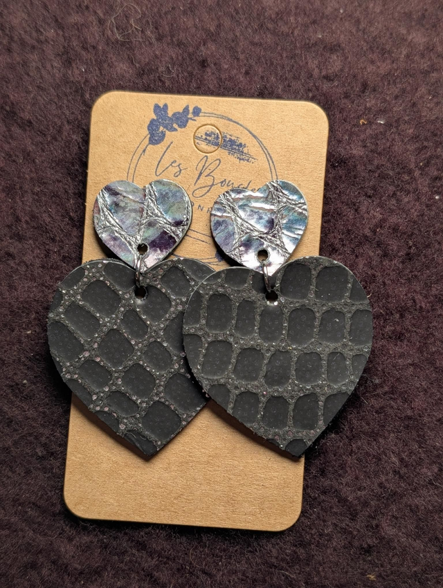 Boucles d'oreilles Louise noir holographique lo014