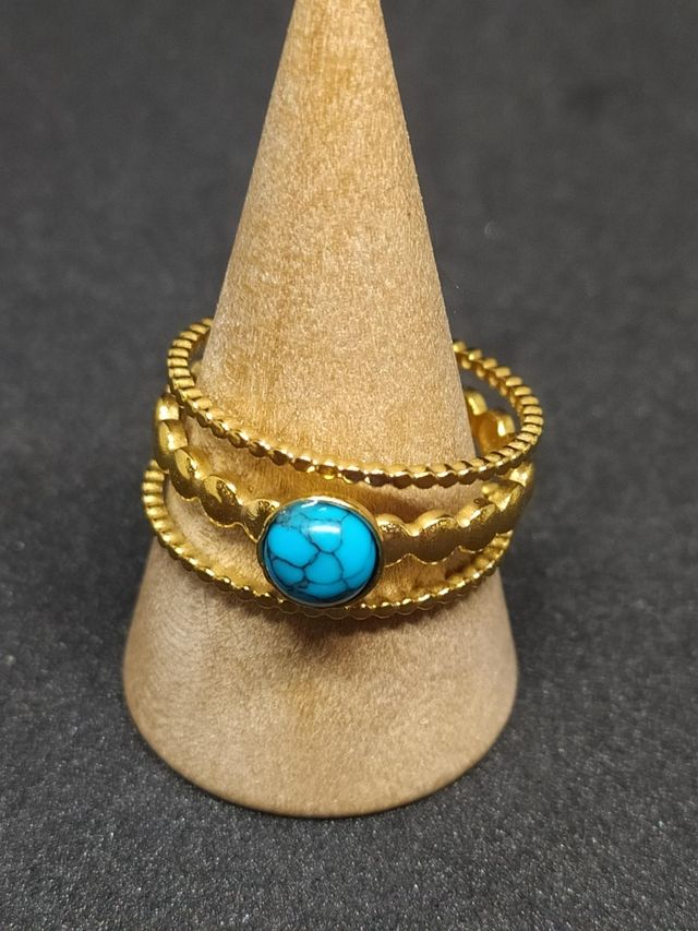 Bague métal et pierre de turquoise 