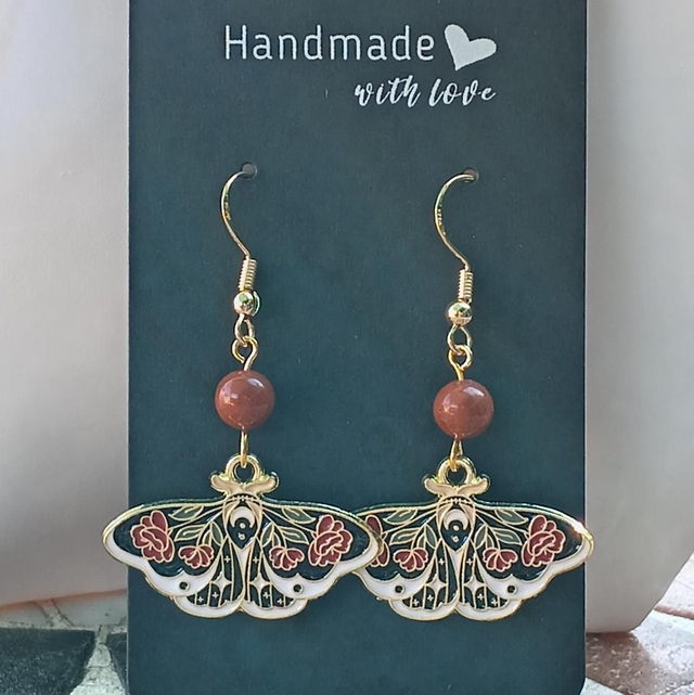 Red Jasper Moth Earrings