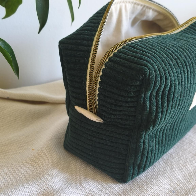 Trousse rectangle taille M en velours côtelé - Tissus au choix