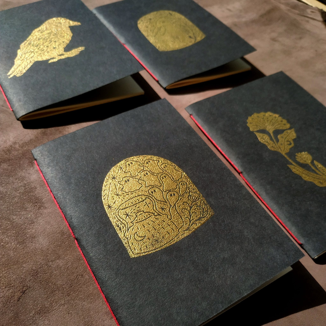 Mini carnet magique A6 - doré à la main