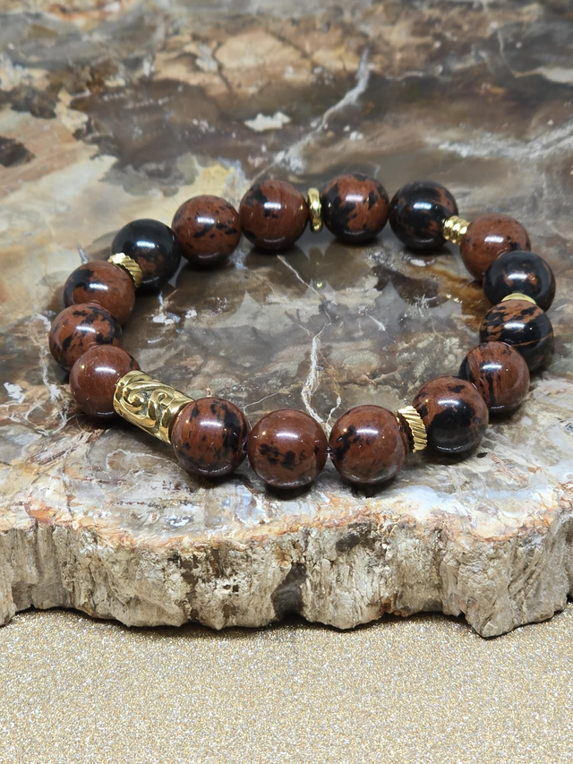 Bracelet Obsidienne acajou en 1 cm 