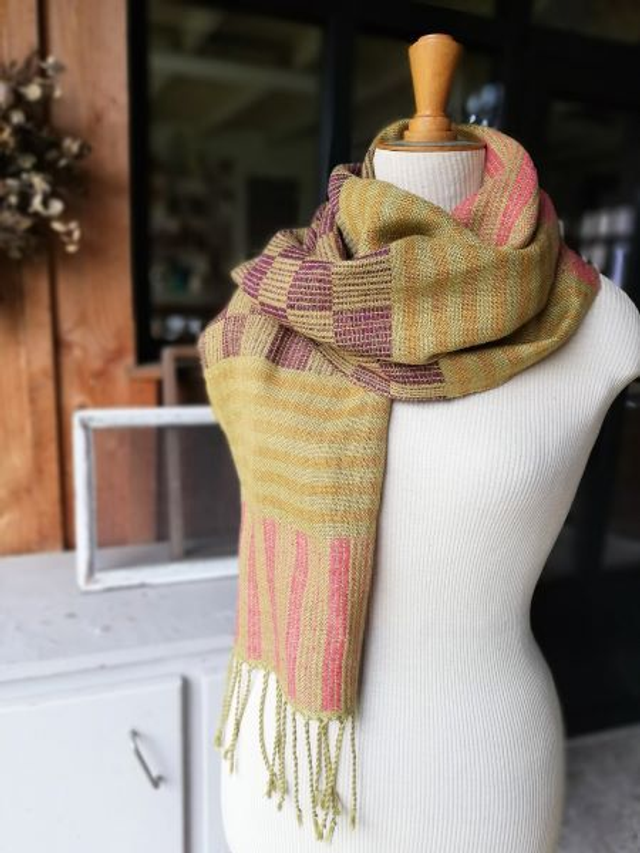 Echarpe en lin et soie tissée main - modèle Linho &quot;verde&quot;