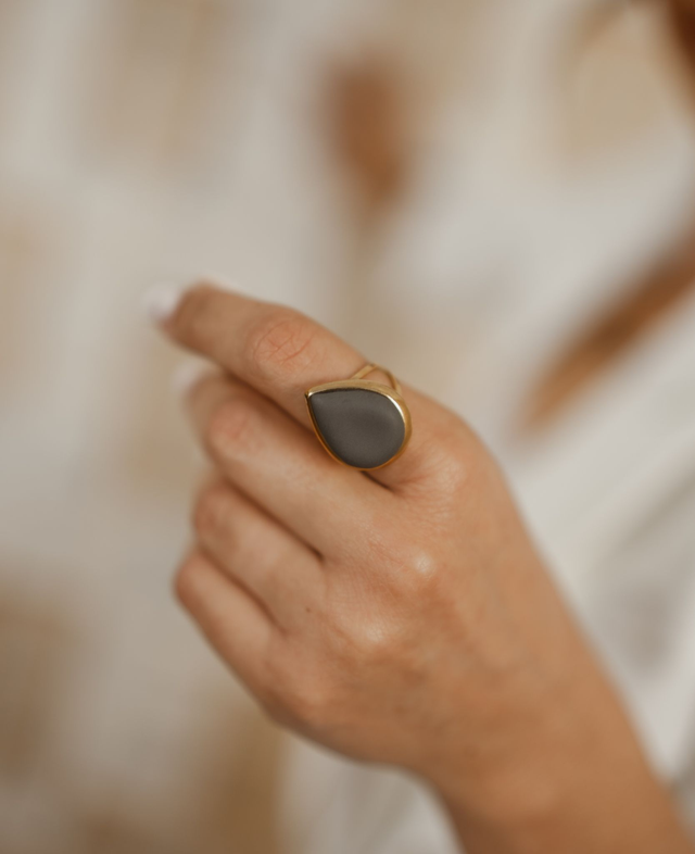 Ring with Polymer Clay ~ Drop