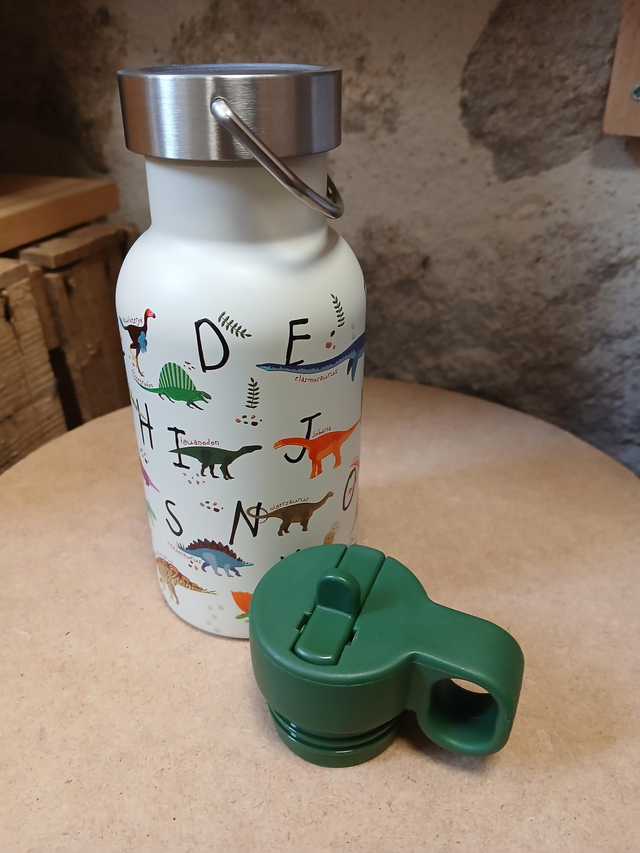 Gourde enfant dinosaure 2 bouchons